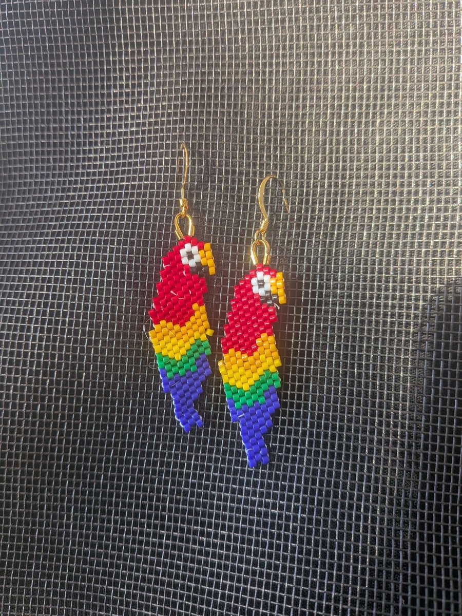 Beaded bird earrings