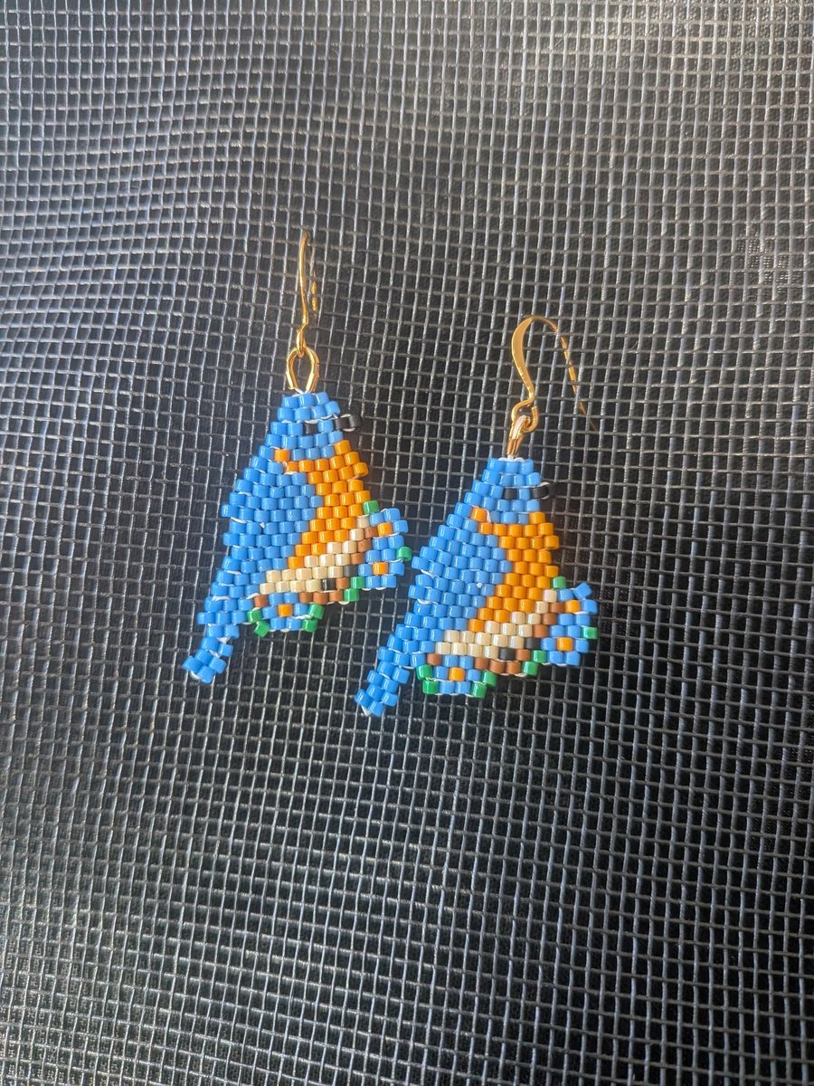 Beaded bird earrings